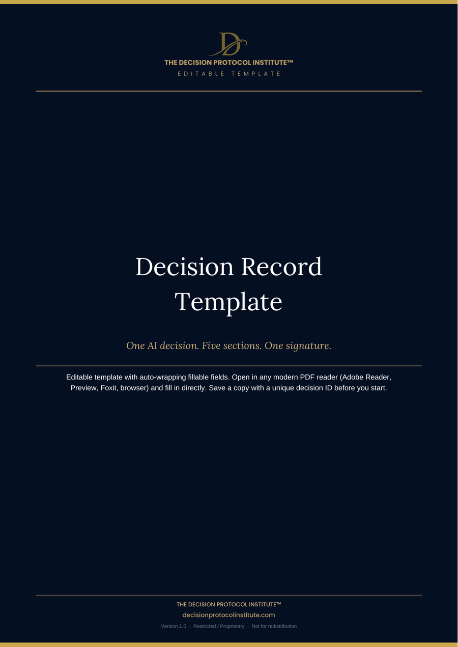 Decision Record Template — cover page